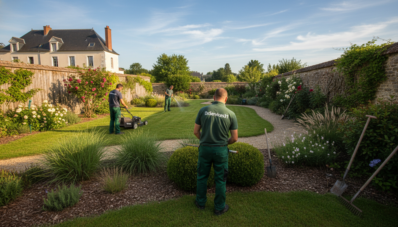 Pelouse parfaitement entretenue après tonte régulière